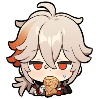 ๐ 3b5b9d19 Kaedehara Kazuha Genshin Impact anime, chibi, kazuha, genshin impact, character, cute, food telegram sticker