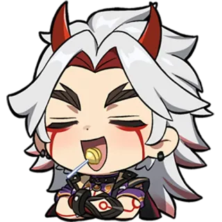 ๐ญ 4c7179dc Arataki Itto Genshin Impact Arataki Itto, Genshin Impact, chibi, horns, anime, character telegram sticker