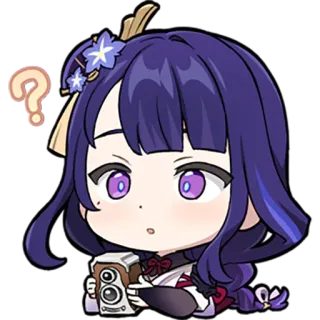 ๐ท 9a5082e8 Raiden Shogun Genshin Impact anime, chibi, video game, question mark, sticker telegram sticker