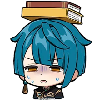 ๐ e4b96167 Xingqiu Genshin Impact xingqiu, genshin impact, anime, character, books, exhausted telegram sticker