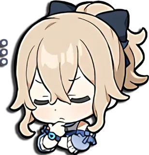 🧐 388a56b9 Jean Gunnhildr Genshin Impact anime, videojuego, rubia, chica, pensando telegram sticker