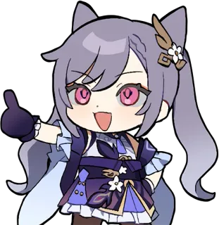 😤 8afc6a13 Keqing Genshin Impact Anime, Videojuego, Lindo, Pelo morado, Keqing, Chibi telegram sticker