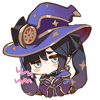 😋 e49471c9 Mona Genshin Impact anime, mago, Genshin Impact, llorando, triste telegram sticker