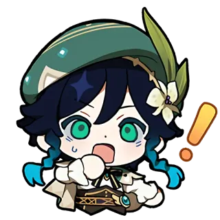 😧 e666c5ce Venti Genshin Impact anime, personaje, impactado, exclamación, genshin telegram sticker