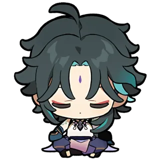 😔 ffa3519a Xiao Genshin Impact juego, genshin impact, anime, chibi, lindo telegram sticker