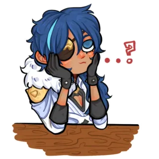 ❓ 46f7d78d Kaeya Genshin Impact Kaeya Alberich, Anime, Naklejka, Znak zapytania, Postać z gry, Fan art telegram sticker