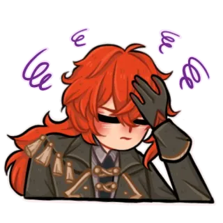 🤦‍♂️ c2af1583 Diluc Genshin Impact Diluc, Genshin Impact, Anime, Wykończony, Naklejka, Gra wideo telegram sticker
