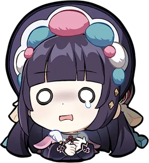 😰 5476889c Yun Jin Genshin Impact Аниме, Видеоигра, Genshin Impact, Юнь Цзинь, Чиби, Милый, Грустный whatsapp sticker