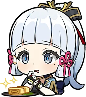 🤤 9a9976d4 Ayaka Kamisato Genshin Impact Аниме, Genshin Impact, Аяка, Камисато, Чиби, Игра, Еда whatsapp sticker