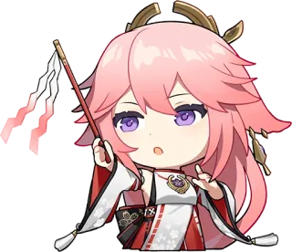 😮 a8585711 Yae Miko Genshin Impact яэ мико, genshin impact, аниме, персонаж, игра whatsapp sticker