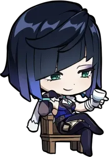 😉 ad83cc06 Yelan Genshin Impact Аниме, Чиби, Видеоигра, Персонаж, Милый, Е Лань, Genshin Impact whatsapp sticker