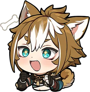 🤩 d65990be Gorou Genshin Impact горо, геншин импакт, аниме, собака, чиби whatsapp sticker