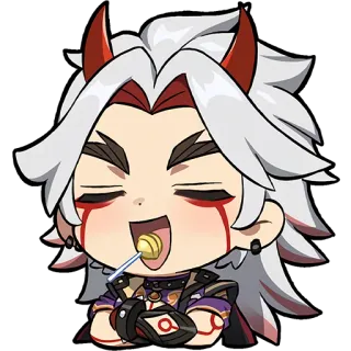 🍬 deac5fb4 Arataki Itto Genshin Impact Аниме, Видеоигра, Genshin Impact, Аратаки Итто, Стикер, Чиби whatsapp sticker