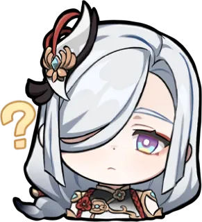 😶 e8faf2db Shenhe Genshin Impact ? Аниме, Видеоигра, Вопросительный знак, Чиби, Шэньхэ, Genshin Impact whatsapp sticker