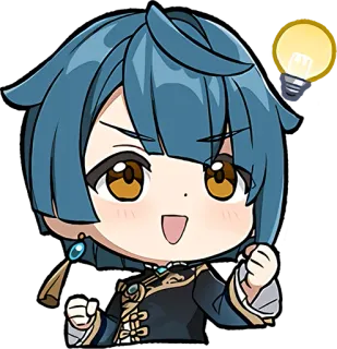 😃 f708ae68 Xingqiu Genshin Impact Аниме, Видеоигра, Genshin Impact, Син Цю, Чиби whatsapp sticker