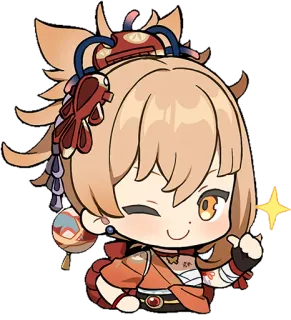 👌 f931552d Yoimiya Genshin Impact Аниме, Чиби, Видеоигра, Персонаж whatsapp sticker