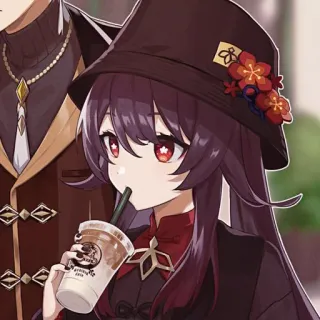 🧃 53cd409c Hu Tao Genshin Impact Anime, Gra wideo, Postać, Genshin Impact, Hu Tao, Kawa telegram sticker