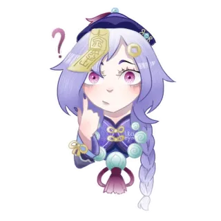 ❔ 13161c6f Qiqi Genshin Impact qiqi, genshin impact, anime, videojuego, lindo, signo de interrogación telegram sticker