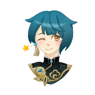 ⭐️ dacf0036 Xingqiu Genshin Impact Anime, Genshin Impact, Xingqiu, Videojuego, Personaje, Pegatina telegram sticker