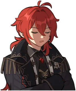 โค๏ธ 531eccc3 Diluc Genshin Impact Diluc, Genshin Impact, anime, video game, red hair, sleeepy telegram sticker