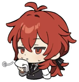 ๐งป b24606aa Diluc Genshin Impact anime, game, genshin impact, diluc, chibi, red hair, video game telegram sticker