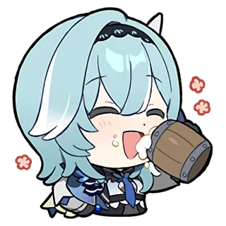 🍺 1244807e Eula Genshin Impact 动漫, 游戏, 喝酒, 可爱, Q版 telegram sticker