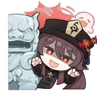 😈 22215cf0 Hu Tao Genshin Impact 动漫, 游戏, 角色, 帽子, 可爱 telegram sticker