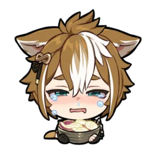 😢 23d19893 Gorou Genshin Impact 动漫, 哭泣, 食物, 游戏, 悲伤 telegram sticker