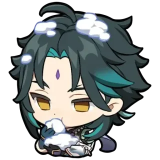 ❄️ 2bf19010 Xiao Genshin Impact 动漫, 游戏, Q版, 可爱, Emo, 魈 telegram sticker