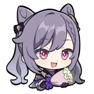 💐 4d58bab3 Keqing Genshin Impact 动漫, 游戏, 女孩, Q版, 可爱 telegram sticker