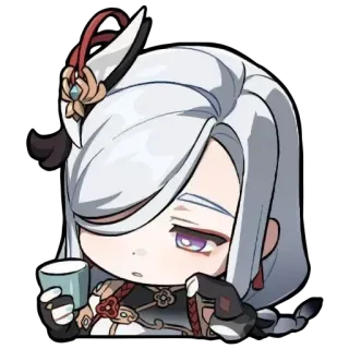 🍶 5d513ed3 Shenhe Genshin Impact 动漫, 游戏, 原神, 申鹤, 角色, 疲惫 telegram sticker