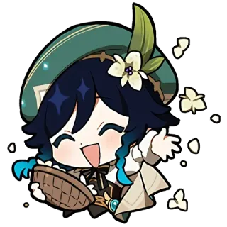 😁 ae930b5b Venti Genshin Impact 动漫, 电子游戏, Q版, 吟游诗人, 可爱 telegram sticker
