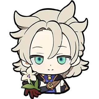 🌼 b222133c Albedo Genshin Impact 动漫, 电子游戏, 金发, 花, 原神 telegram sticker