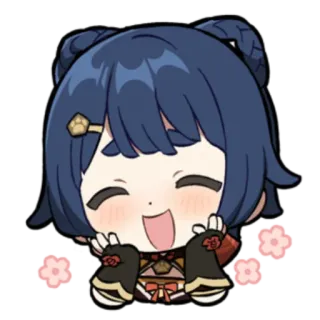 🤗 b3068165 Xiangling Genshin Impact 动漫, 可爱, 卡哇伊, 电子游戏, 女孩, 厨师 telegram sticker