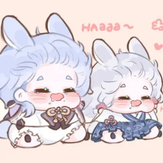 🍥 5e18c178 Haaaa ~ 可爱, 兔子, 卡哇伊, 贴纸, 卡通 telegram sticker