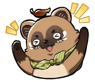 🥳 9a02ba31 tanuki, binatang, bahagia, kartun, imut, anjing rakun telegram sticker