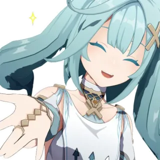 😍 855c64d8 Anime, Meisje, Personage, Leuk, Lachend, Blauw haar, Reikend telegram sticker