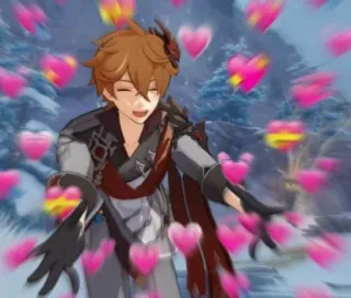 💝 22c9eabd Tartaglia Genshin Impact 动漫, 游戏, 爱心, Childe telegram sticker