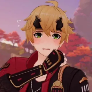 😳 b5e60628 Thoma Genshin Impact 动漫, 游戏, 脸红, 角色, 原神 telegram sticker