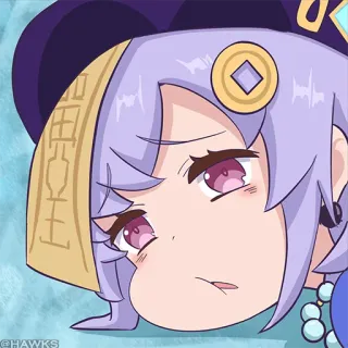 💠 e3d9888e Qiqi Genshin Impact อนิเมะ, วิดีโอเกม, ฉีฉี, Genshin Impact, น่ารัก, ตัวละคร, ผมสีม่วง telegram sticker
