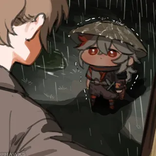 💠 f5b2b654 Kazuha Genshin Impact อนิเมะ, เก็นชิน อิมแพ็กต์, คาซึฮะ, ฝน, จิบิ telegram sticker