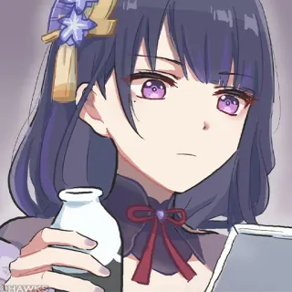 💠 005cd72e Raiden Shogun Genshin Impact Anime, Jeu vidéo, Cheveux violets, Personnage, Genshin Impact, Raiden Shogun telegram sticker