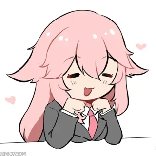 💠 12c38911 Fille anime, Kawaii, Mignon, Bureau, Cheveux roses, Chibi telegram sticker