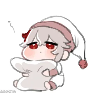 💠 33bd8ac7 @HAWKS endormi, dessin animé, mignon, chibi, oreiller, animé, kawaii telegram sticker