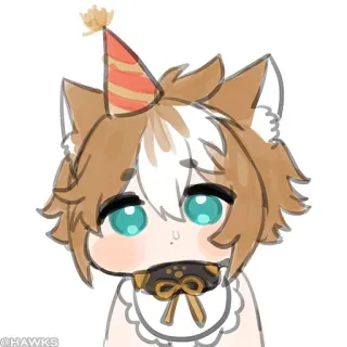 💠 33d14ad4 @HAWKS Animé, Chibi, Fête, Mignon, Animal, Mascotte telegram sticker