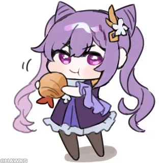 💠 6b4b1ff6 @HAWKS Animé, Dessin animé, Personnage, Kawaii, Mignon, Violet, Nourriture telegram sticker