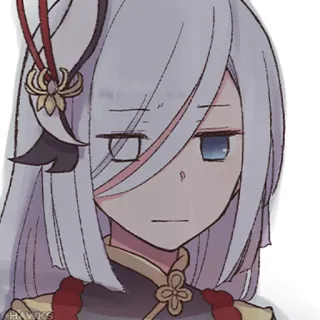 💠 7c9646db Shenhe Genshin Impact Anime, Genshin Impact, Shenhe, Personnage de jeu vidéo, Fanart, Femme, Cheveux blancs telegram sticker