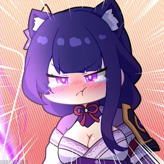 💠 abe9abfb Raiden Shogun Genshin Impact Anime, Kawaii, Mignon, Sticker, Fanart, Jeu vidéo, Cheveux violets, Raiden Shogun telegram sticker