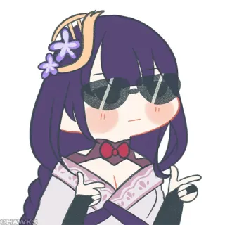 💠 e211420a Raiden Shogun Genshin Impact Animé, Jeu vidéo, Cool, Lunettes de soleil, Mignon, Drôle, Fanart, Genshin Impact telegram sticker