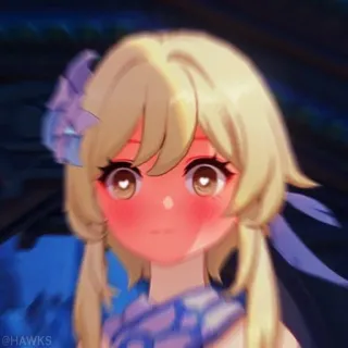 💠 345d2fe3 Lumine Genshin Impact 动漫, 电子游戏, 粉丝作品, 脸红, 可爱, 荧 telegram sticker